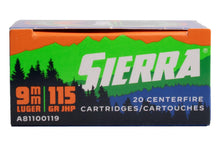 Load image into Gallery viewer, Sierra 9mm 115 Grain JHP Sports Master 20/Box